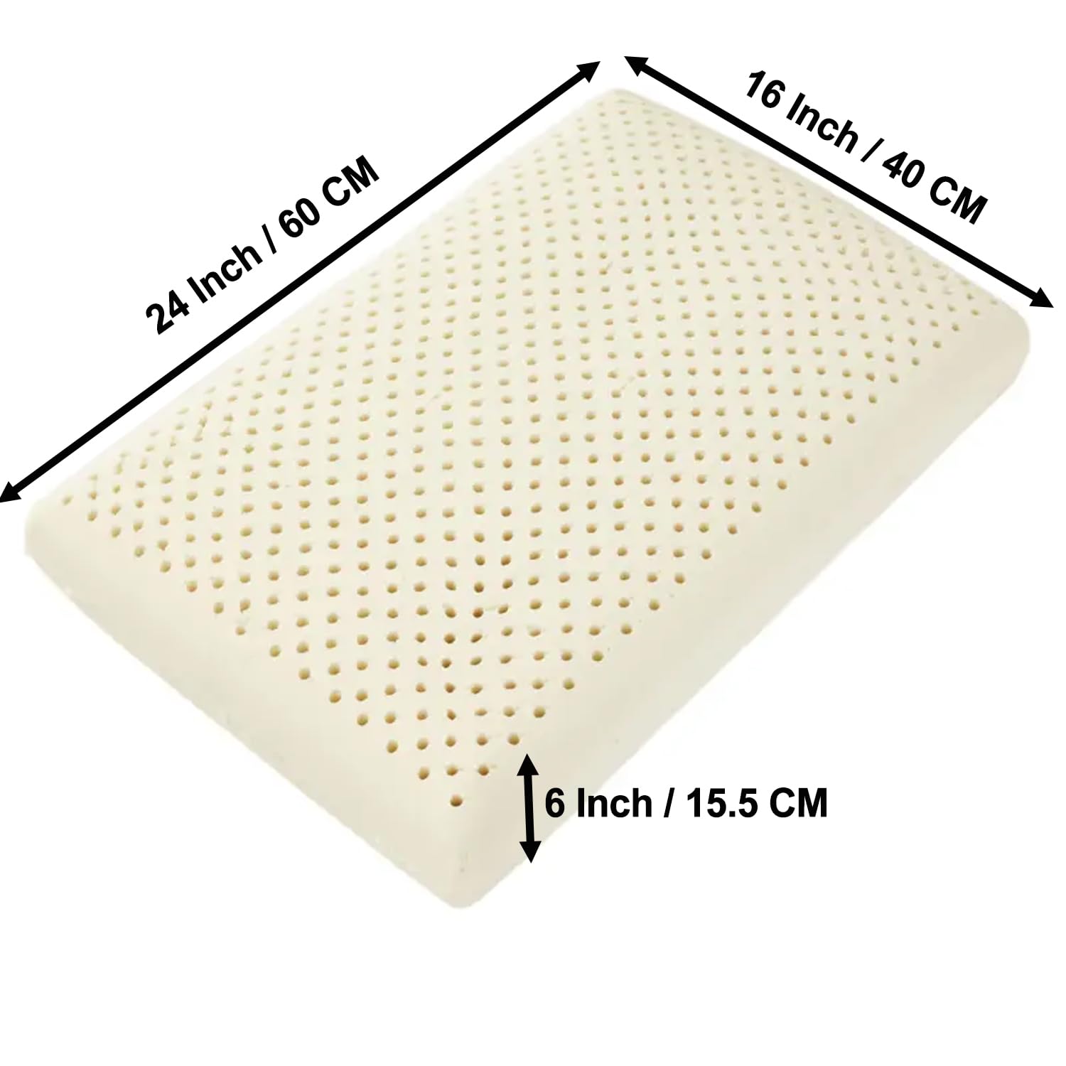 100% Natural Latex Regular Sleeping Bed Pillow, Soft Luxury Pillow, White - 40 X 60 Cm | For Side, Back & Stomach Sleepers | Medium Firmness Pillow, Breathable Inner Cotton Cover - Pack Of 2