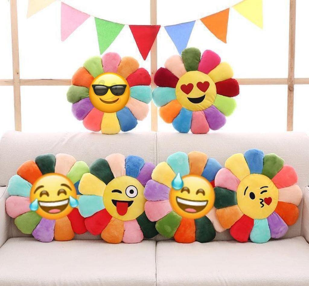 Emoji Smiley Cushion Pillow For Sofa Chair, Printed Velvet Cushion, Yummy - 16 X 16 Inches | Emoji Pillows Cushion For Kids Bed Room | Soft Printed Cushions With For Gift - Pack Of 1