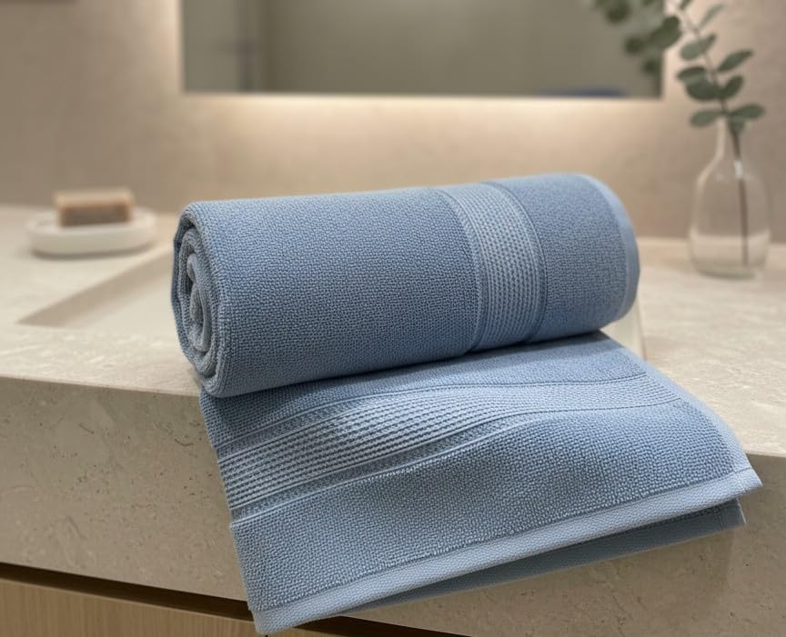 Lokasya Ventures Bath Towels 550 Gsm | Ultra Soft Highly Absorbent Cotton Towels For Bath & Spa Quick Dry Plush Large Size Towels (Light Blue)