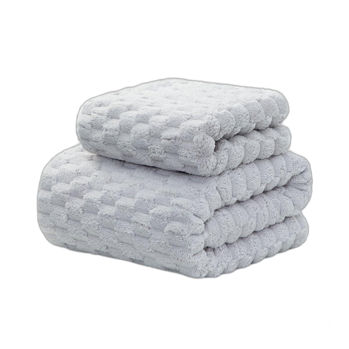 HomeCloud Microfiber Soft & Fuffy Bath & Face Towel 400 Gsm With Hanging Loop | 3x Softer Than Cotton Towels | Highly Absorbent Set Of 2 (Grey)