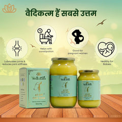 Natural A2 Gir Cow Desi Ghee By Vedicatam | Traditional Bilona Method Curd- Churned Healthy Pure Desi Ghee | (1 Litre) 33.8 Ounce | Jar Pack