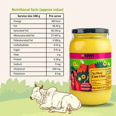 Organic Cow Desi Ghee By Kiwi Kisan Window | Authentic Bilona Method Cow Desi Ghee Good For Immunity & Strong Bones | (1 Litr) 33.8 Ounce | Jar Pack