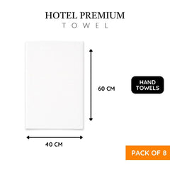 Labham 100% Cotton Hand Towel 1600 Gsm | Ultra-Soft Super Absorbent & Quick Dry Hand Towel (White) - Pack Of 8