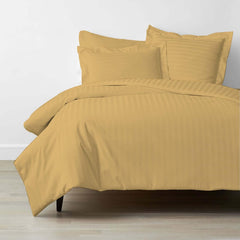 Stripes Double Fitted Bedsheet With 2 Pillow Covers - 72 X 75 Inches, Beige | Comfort & Luxury With Bedsheet | Soft & Comfortable Surface