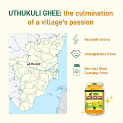 Organic Natural Uthukuli Special Cow Ghee By Jeev Goodness | Natural & Healthy Pure Cow Ghee Good For Body Energy | (500ml) 16.9 Ounce | Jar Pack