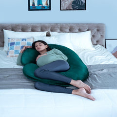 Pregnancy & Nursing Pillow Combo, C Shape Maternity Pillow - Peacock Green | For Pregnancy Sleeping, 5 In 1 Multipurpose Use, Nursing Pillow | For Breastfeeding With Cotton Removable Cover