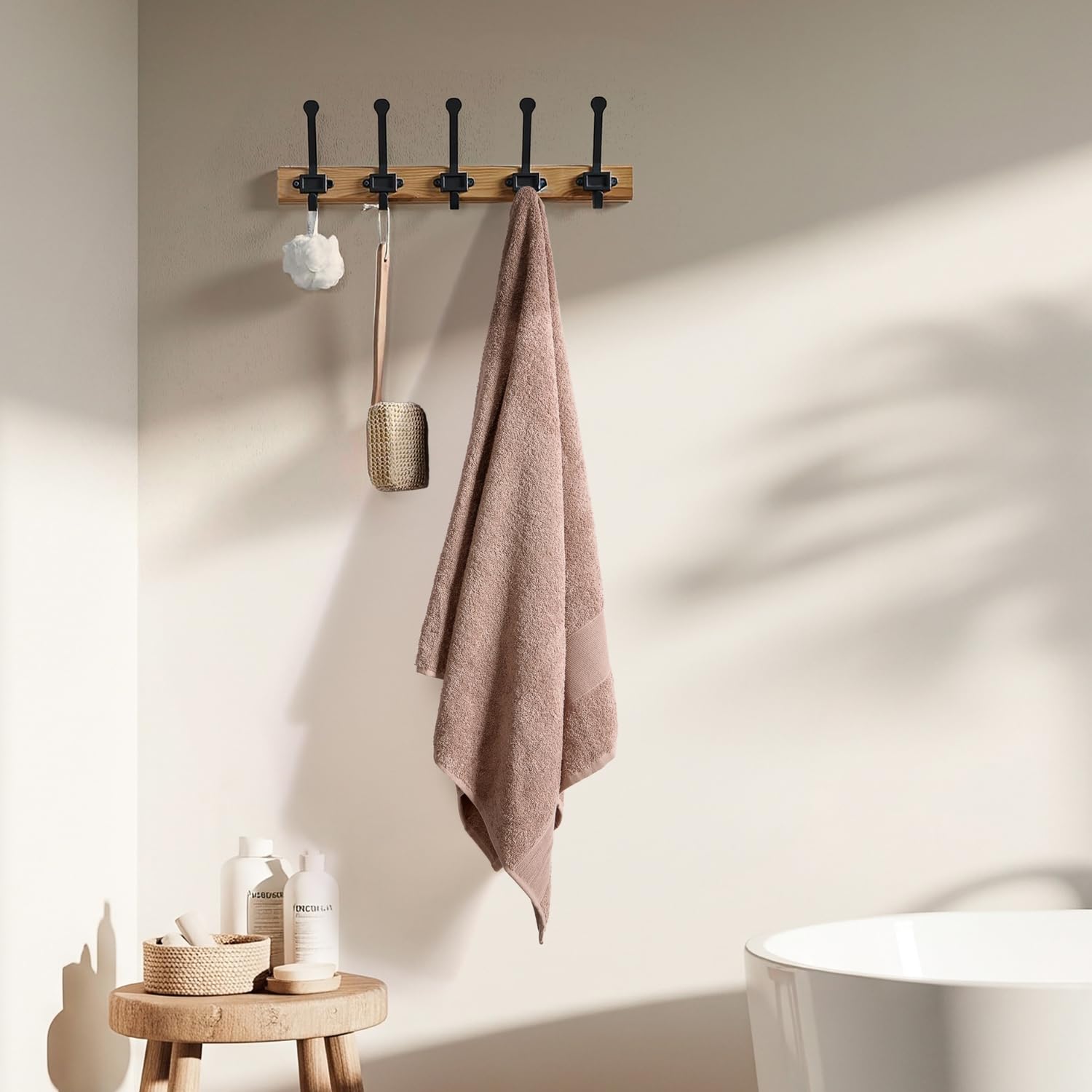 Haus & Kinder Harmony Combed Large Size Bathing Towels 500 Gsm | 100% Cotton Towel For Men, Women, Gym Towels, Spa Towel, Almond & Mulberry | Pack Of 2