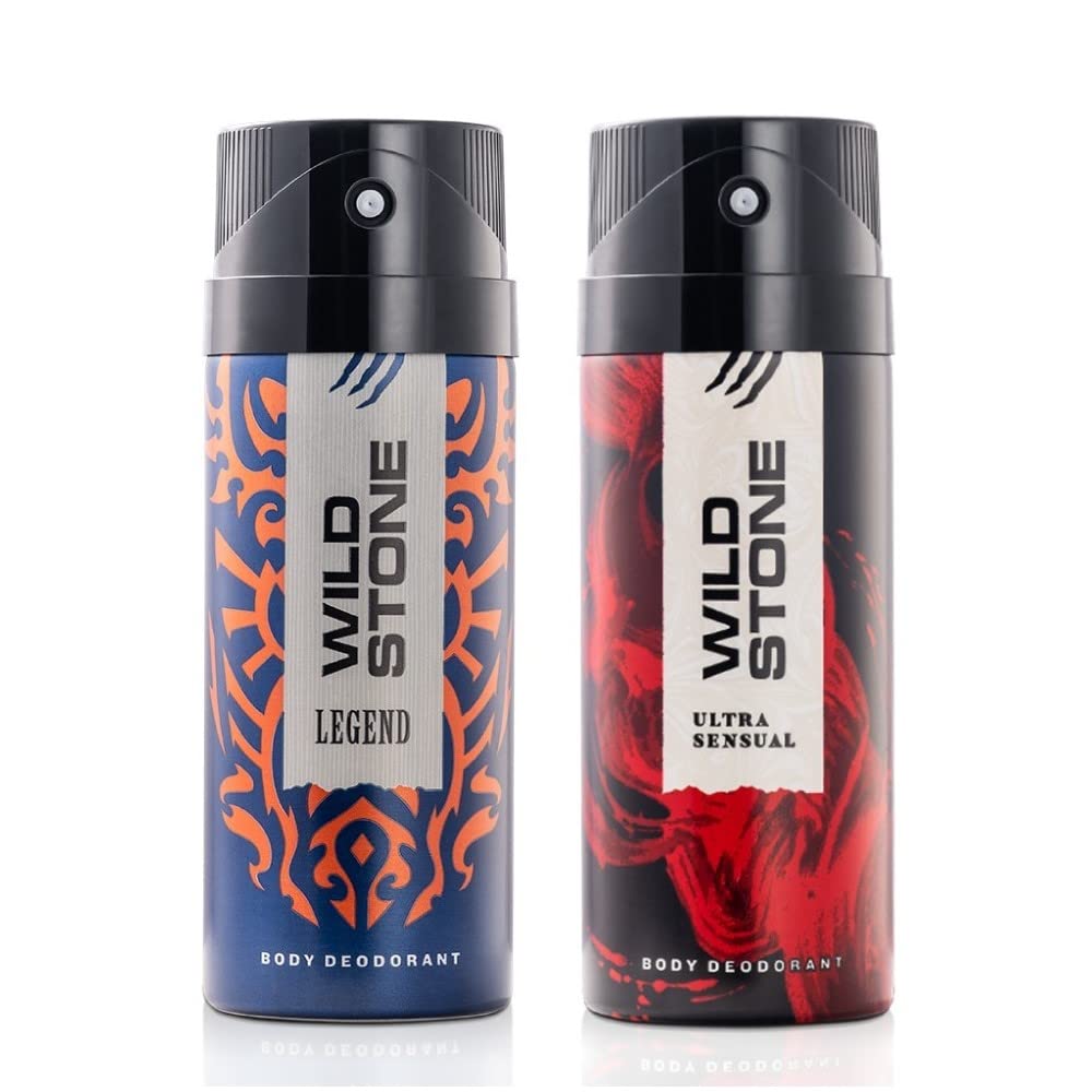 Wild Stone Legend & Ultra Sensual Long Lasting Body Spray Deodorants For Men 450ml 15.2 Fl.oz. | Long Lasting