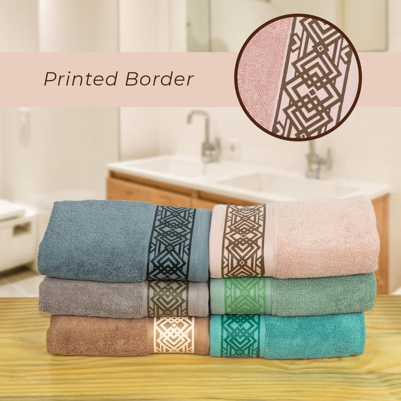 Rangoli 100% Cotton Fibre Hand Towel 1200 Gsm | Highly Durable & Absorbent Towel | Skin-Friendly & Quick Drying Luxury Towels (Multicolor) - Pack Of 6
