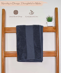 Rangoli Soft Absorbent Durable Towels Earthly Egyption Cotton Plush Oversized Large Size Bath Towel 1200 Gsm (Charcoal)- Pack Of 2