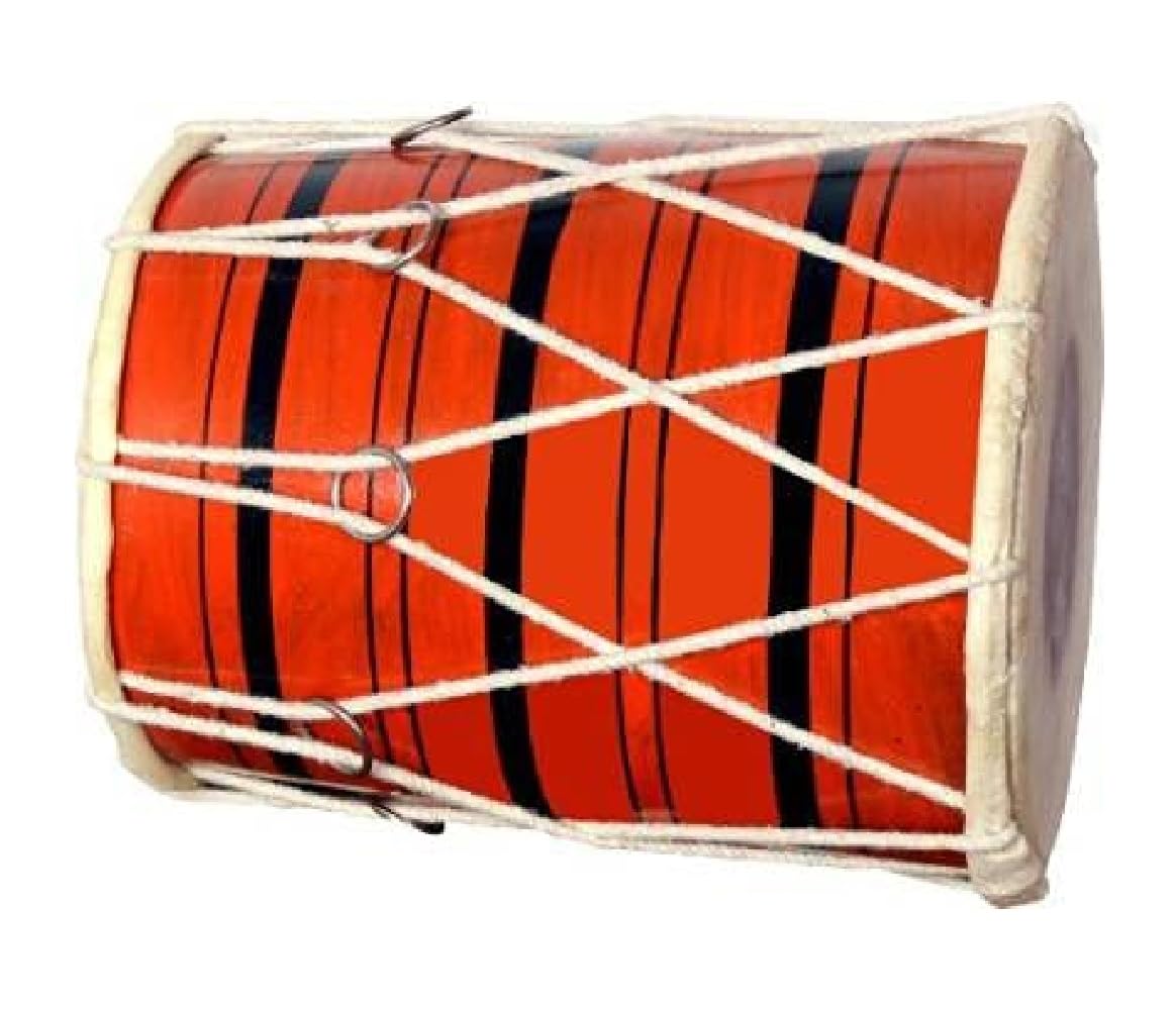 Pure Handmade Miniature Musical Instruments Wooden Kids Dholak - Red | Professional Grade Dholak, Made With Thoroughly Dried Mango Wood - Perfectly Symmetric Round Dholak