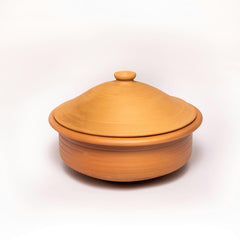 Clay Biryani Handi With Lid, 3.5 Liters | Pot For Cooking & Serving With Lid, Red-Ochre (Gerua)