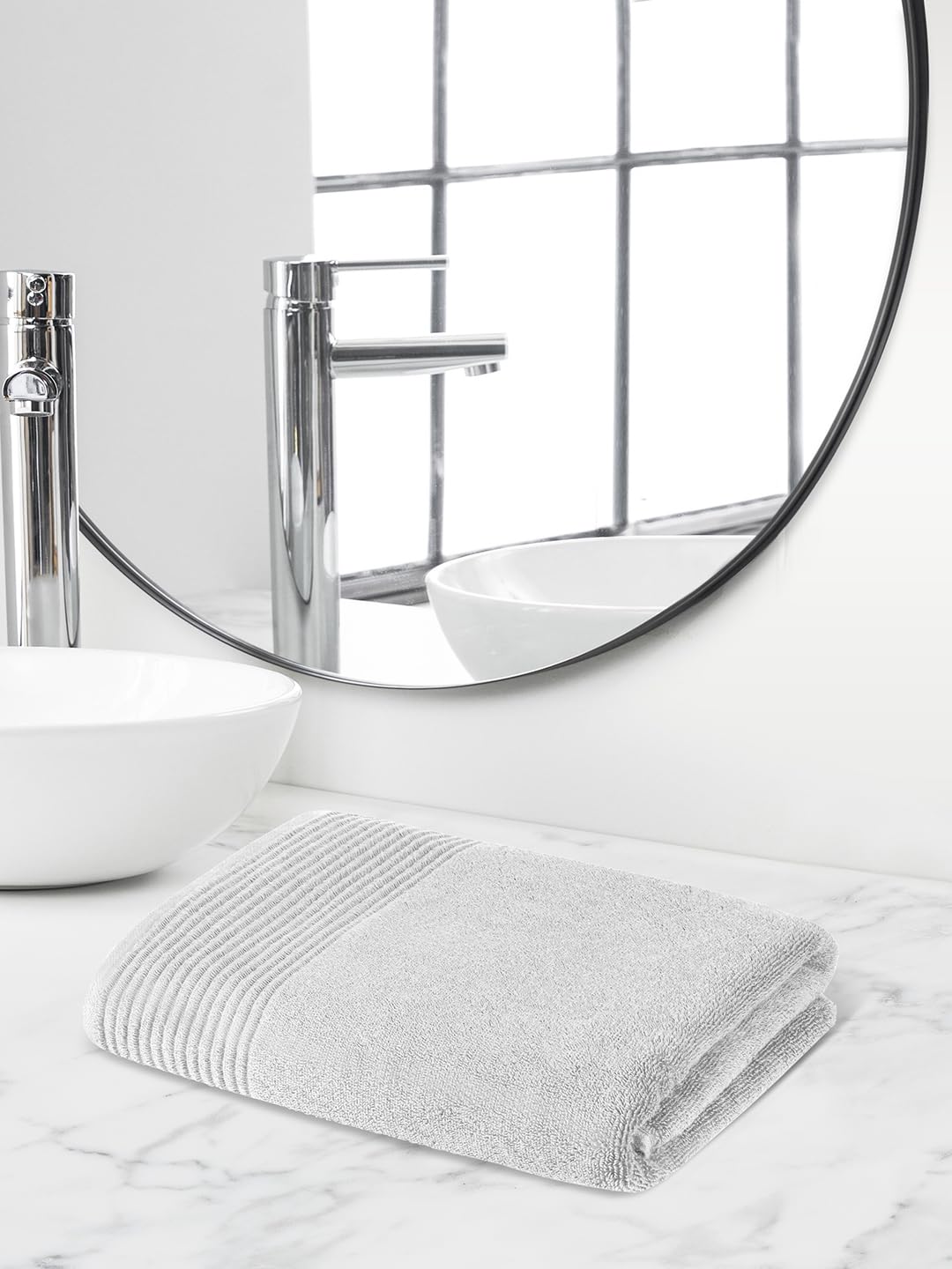 Himeya 100% Cotton Large Size Bath Towel 600 Gsm | Bath Towel For Men & Women (Bright White)