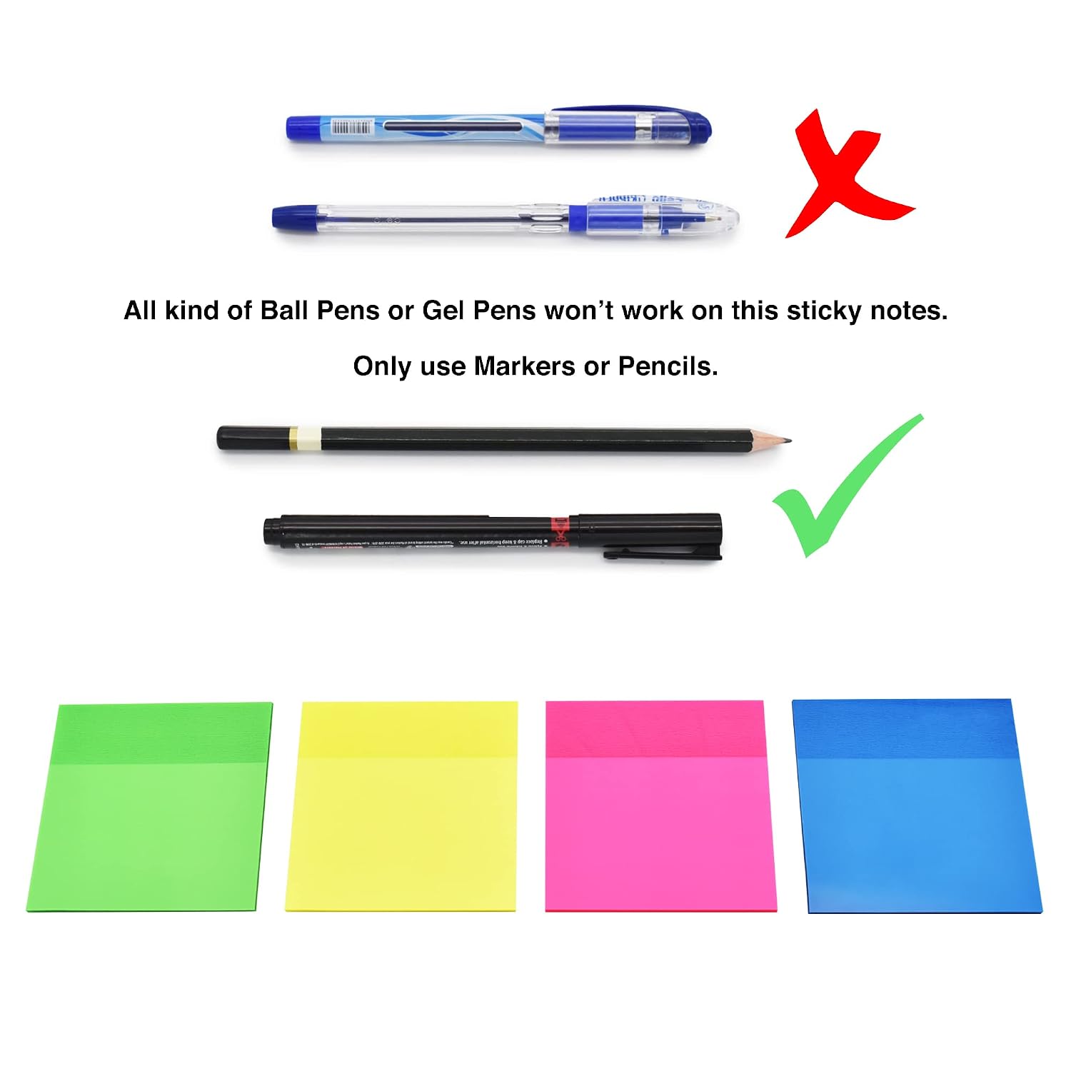 4 Colors Transparent Aesthetic Sticky Notes, Self Adhesive Sticky Note Pad, Memo Pads - 4 Pcs