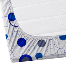 Printed Double Bedsheet 2 Pillow Covers - 72 X 78 Inches, White & Blue | All Around Elastic Fitted Soft & Durable Bedding For Bedroom - Lightweight Perfect For All Seasons