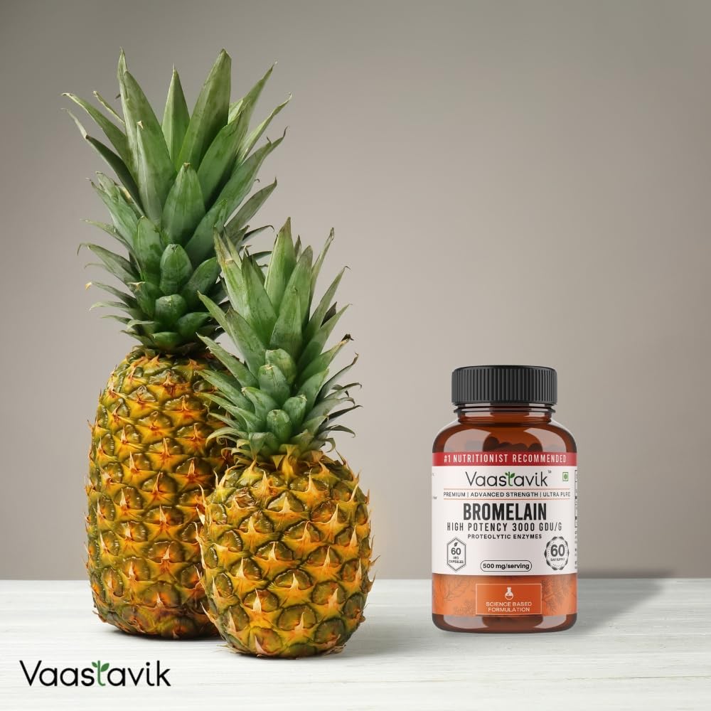 Vaastavik Bromelain Supplement 3000 Gdu / G Vegan Capsule 500mg | 60 Veg Capsules