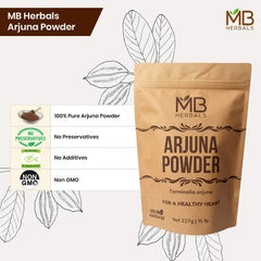 Mb Herbals Arjuna Bark Powder, Also Promotes Healing Of Soft Tissues And Intenal Organs | 227gm 0.5lbs