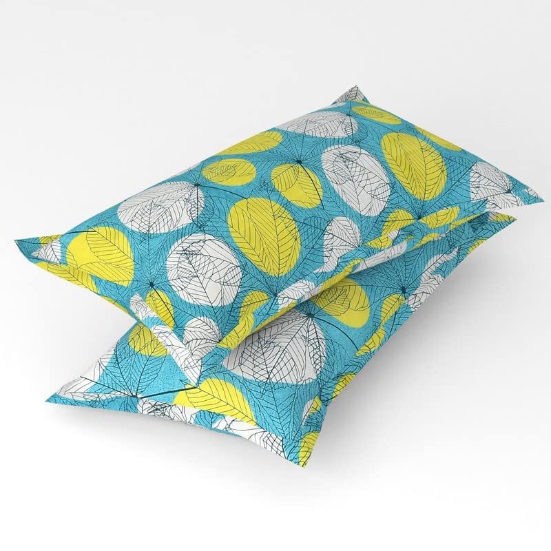 Printed Double Bedsheets With 2 King Size Pillow Cover - 90 X 90 Inches, Sky Blue & Grey | Light Weight & Easy To Wash At Home Bedsheet