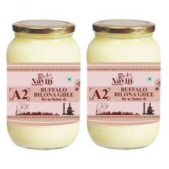 100% Pure A2 Desi Buffalo Bilona Ghee By Navin Organic | Rich In Nutrients & Delicious Healthy Desi Buffalo Ghee Good For Sweets | 2 Litre (1 Litr * 2) 67.6 Ounce | Jar Pack