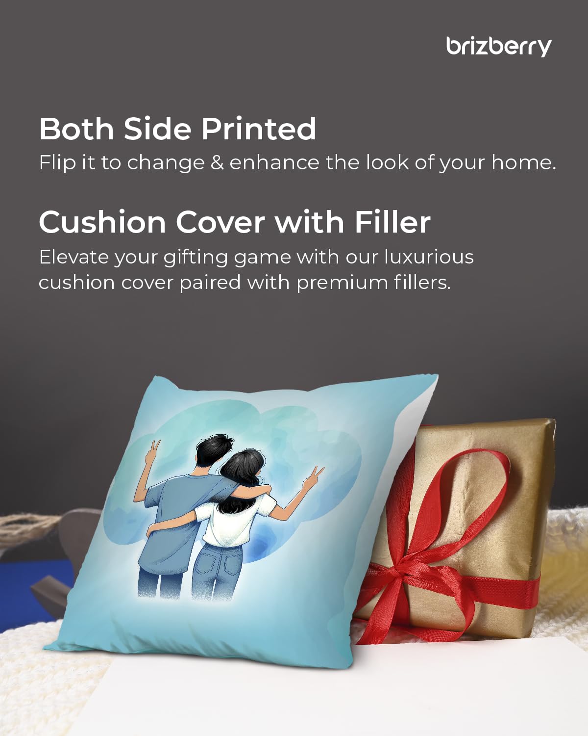 Premium Pillow Cushion For Best Brother, Sky-Blue & White - 16 Inch | Unique Thoughtful Cute Birthday Pillow Gift For Brother | Raksha Bandhan, Bhaidooj | With Filler Cushion - Design 25