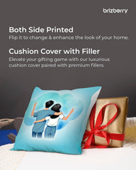 Premium Pillow Cushion For Best Brother, Sky-Blue & White - 16 Inch | Unique Thoughtful Cute Birthday Pillow Gift For Brother | Raksha Bandhan, Bhaidooj | With Filler Cushion - Design 25