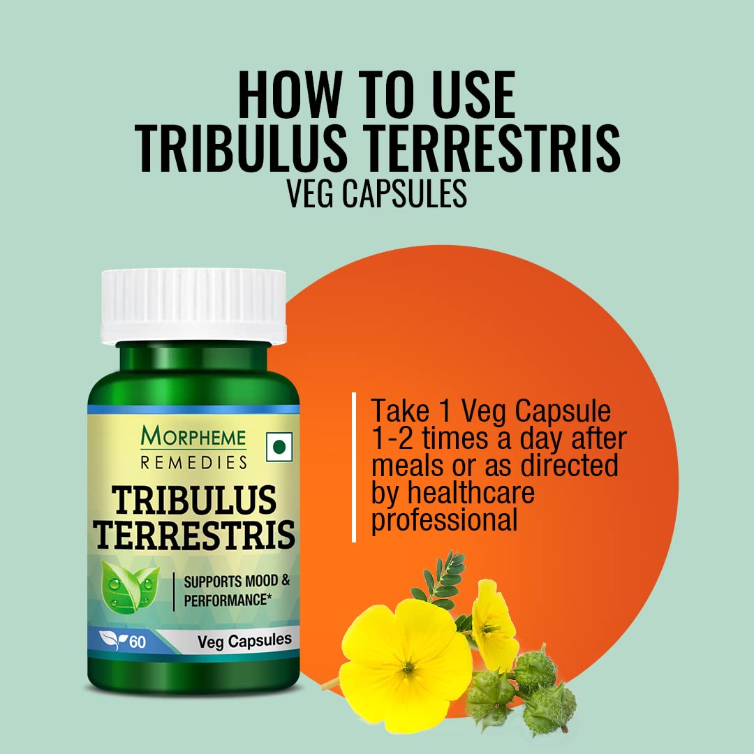 Morpheme Remedies Tribulus Terrestris 500mg, Helps Provide Energy & Stamina | 60 Veg Capsules 100gm 0.2lbs