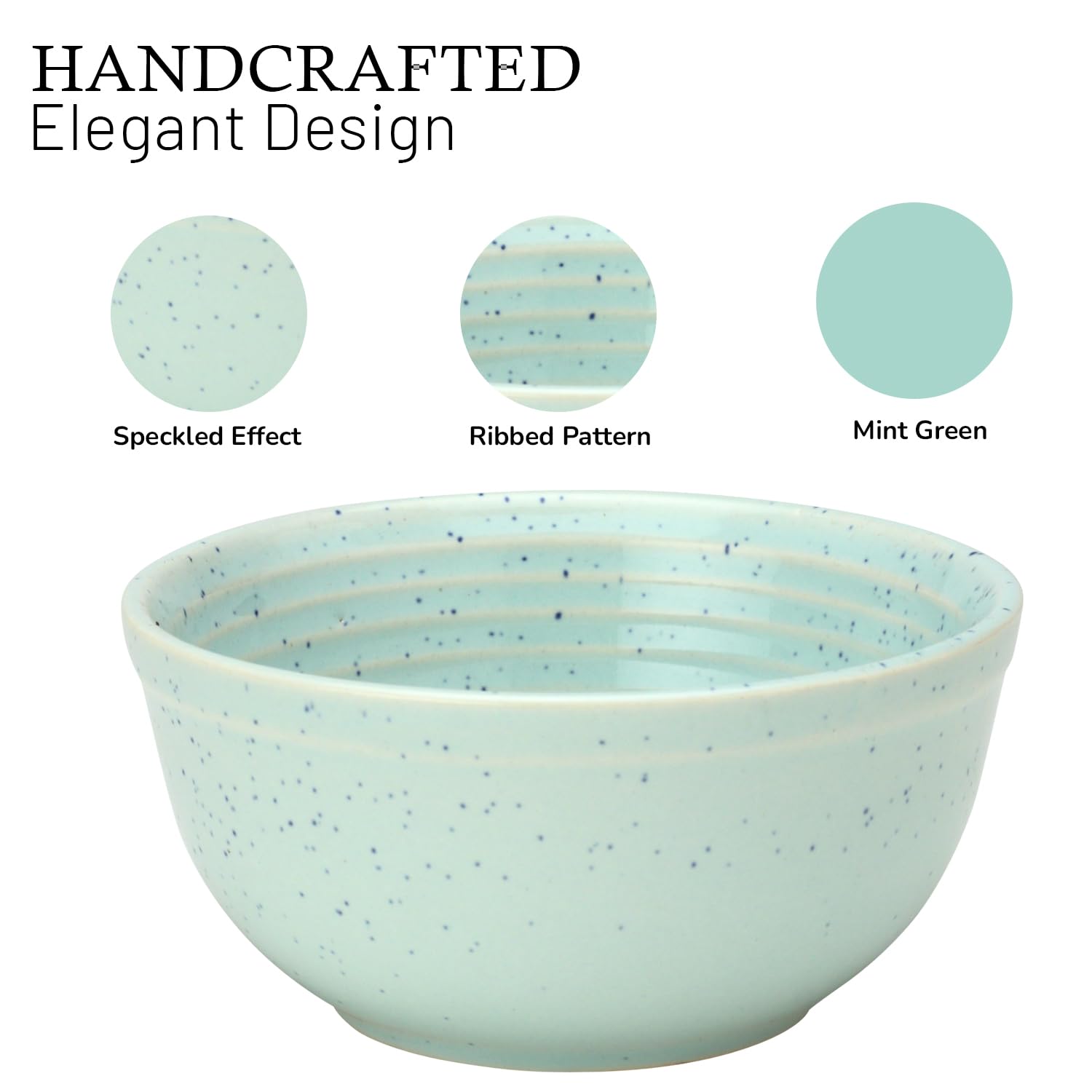 Hand Glazed Ceramic Serving Small Bowl Set Of 4 - 180ml Each, Mint Green | Microwave & Dishware Safe - Serving Katori Set