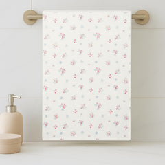 Haus & Kinder Regalia Waffle Bath Towel 400 Gsm | Honeycomb Large Size Bathing Towels | Floral Drift White