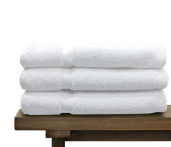 Meroo Diamond Cotton Large Bath Towel For Hotel & Spa 1500 Gsm (White) - Pack Of 3