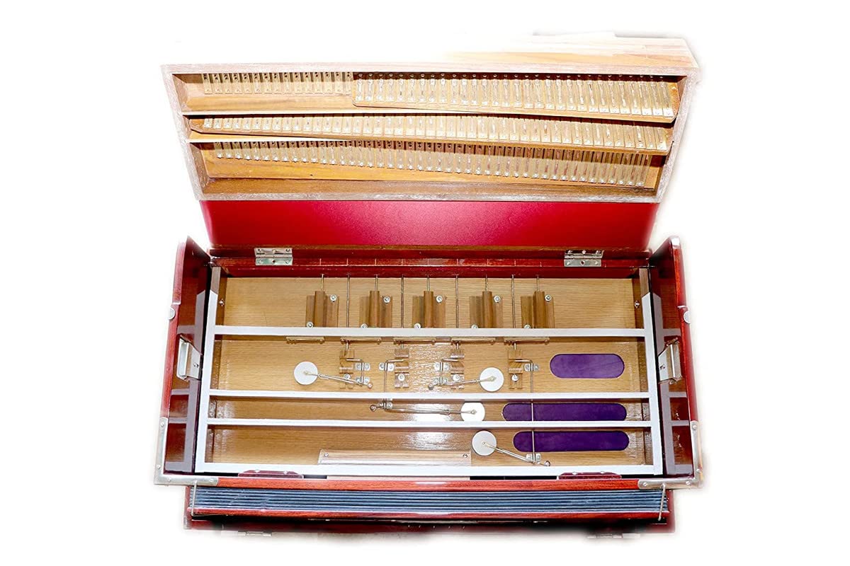 Musical Instrument Harmonium - 9 Scale Changer (With Coupler), 3 3/4 Octave, 3 Set Of Premier Reeds (Base, Male & Female), 37 Italian Keys