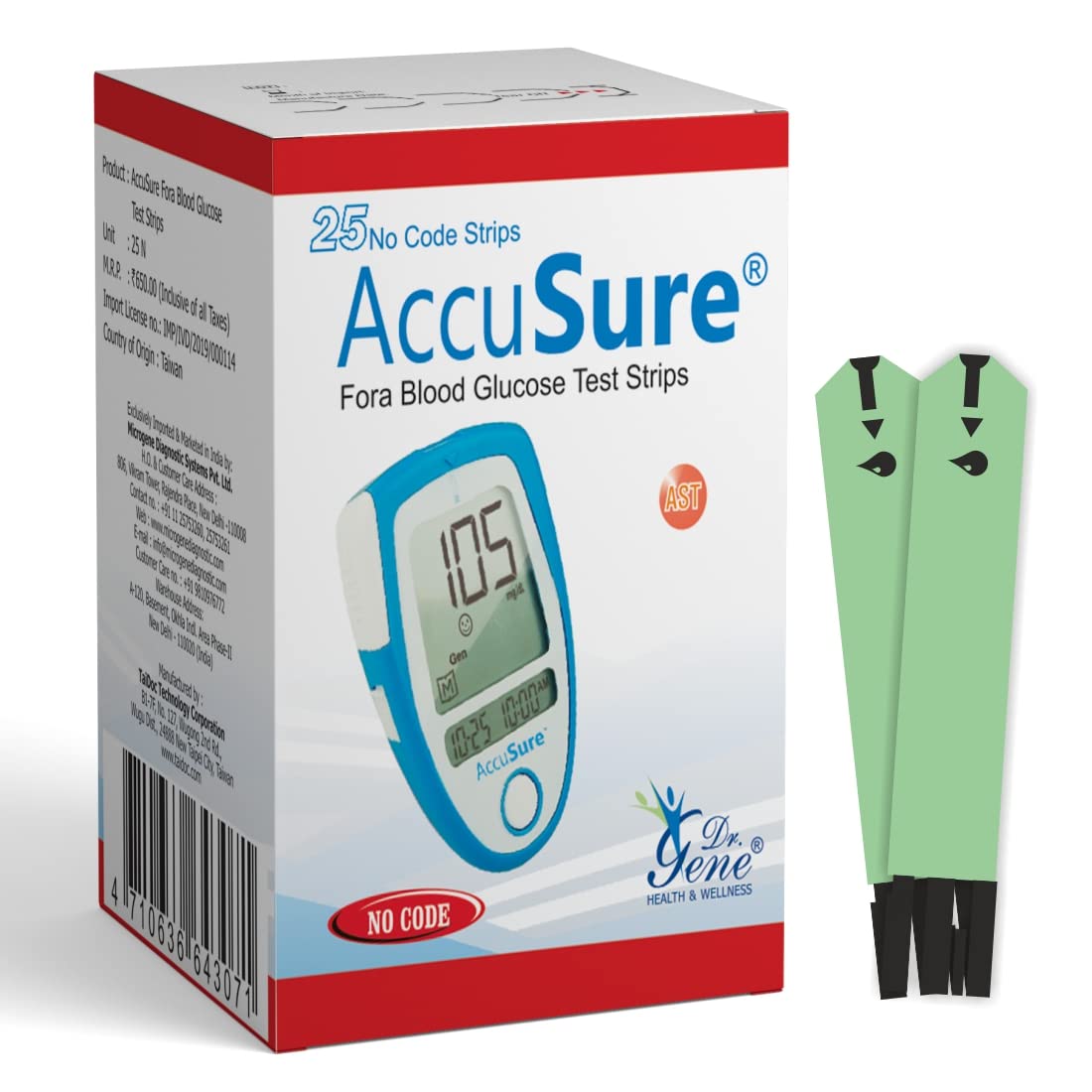 AccuSure Fora Blood Glucose Test Strips - 25 Strips | No Coding Technology