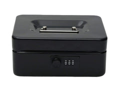 Metal Cash Box With Number Combination Lock, Size - Small, Colour - Black, Material - Iron, Special Feature - Removable Tray