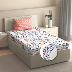 Cotton Elastic Fitted Single Bedsheet With 1 Pillow Cover | 72 X 30 Inches, Multicolor - Breathable & Durable, Soft & Perfect For All Seasons
