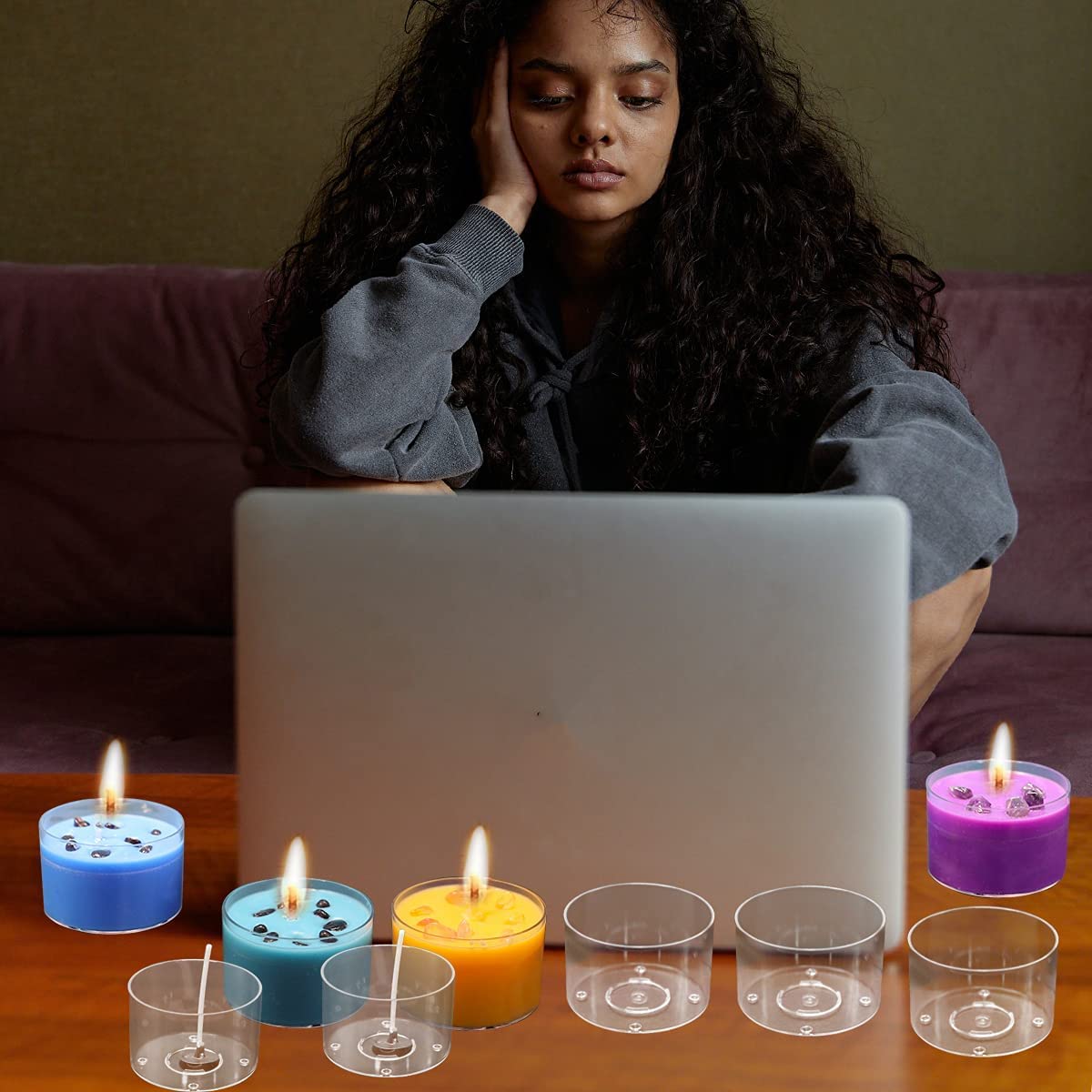 ACRYLIC CUPS HOLDERS TEALIGHT CANDLE | 52 GM VOTIVE CANDLE PACK OF 50