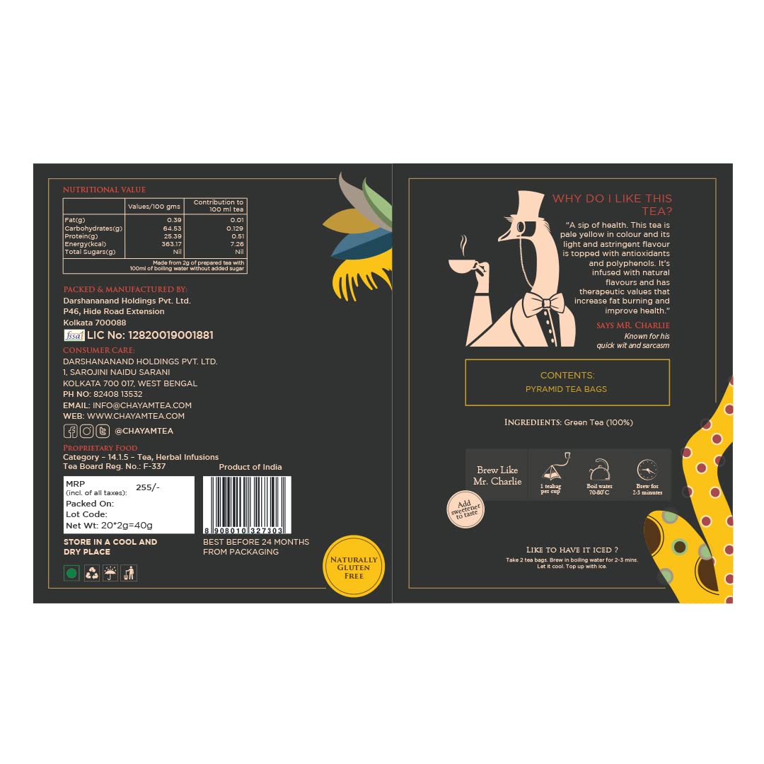 Chayam Himalayan Green Tea - 20 Pyramid Tea Bags | Promotes Healthy Glowing Skin, Reduces Weight Loss - 100% Natural & Whole Leaf | Low Caffeine, Antioxidant Rich