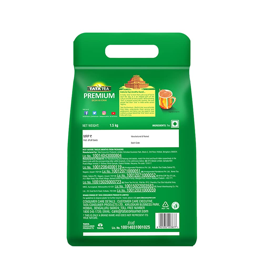 Tata Tea Premium Desh Ki Chai 1.5 Kg, 52.9 Ounce - Masala Tea | Unique Blend Crafted For Chai Lovers Across India - Loose Leaves Black Tea