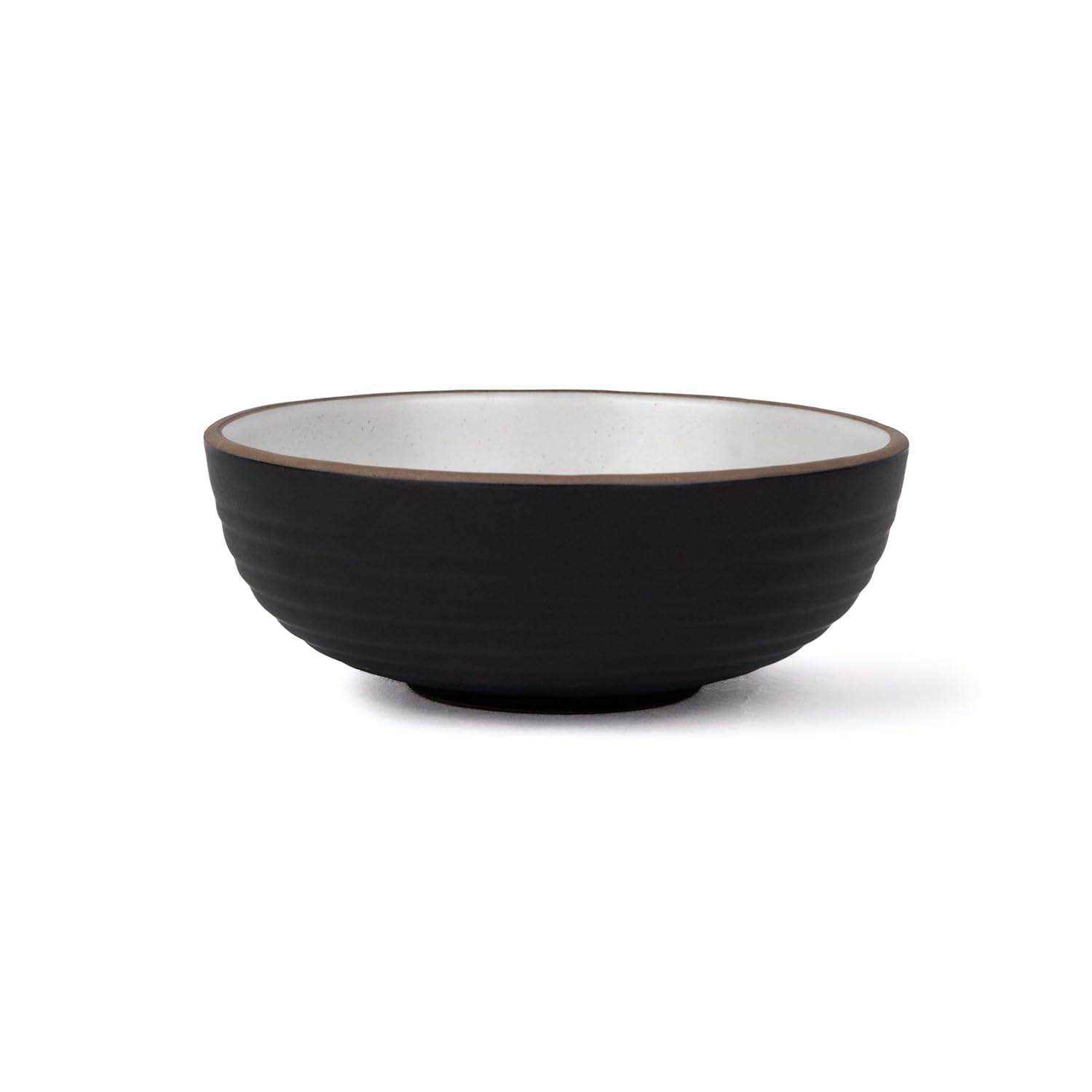 Ceramic Japandi Medium Pasta Bowl Set Of 2 Pieces - 17cm, Black, 850ml Each | Stoneware Ceramic Serving Bowls - Pasta Plate, Deep Plate | Ceramic Bowl With Matte Finish - Pasta Serving Plate