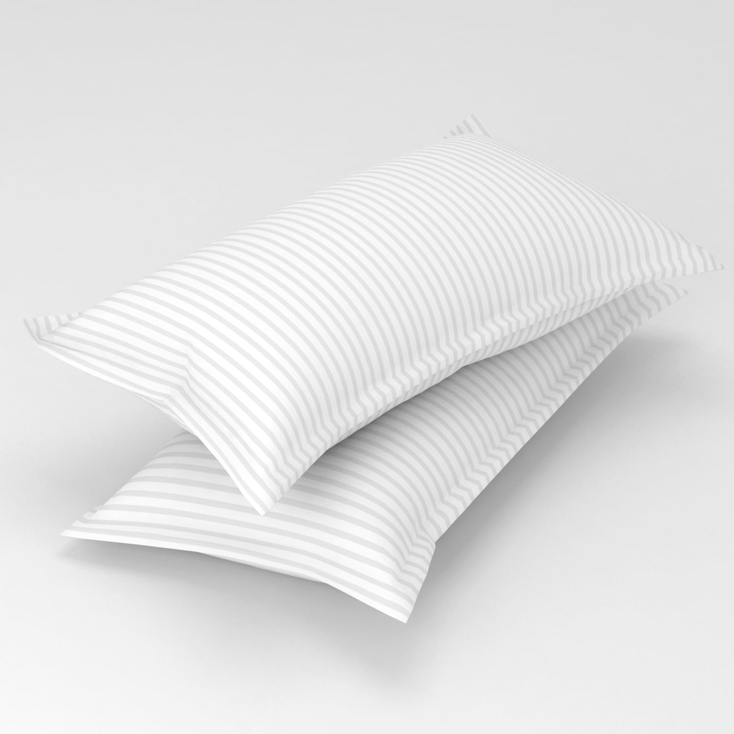 Stripe Glace Cotton 1 Double Bedsheet With 2 Pillow Cover - 91 X 90 Inches, White | Fade Resistant & Durable Breathable & Wrinkle Free Bed Sheet