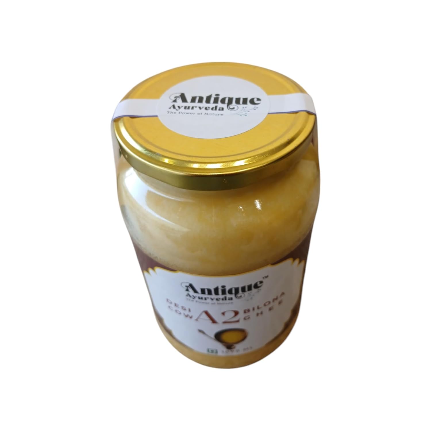 Natural Desi Cow A2 Bilona Ghee By Antique Ayurveda | Traditional Hand-Churned Desi Cow’S Ghee Support Healthy Skin & Hair | (1 Litre) 33.8 Ounce | Jar Pack