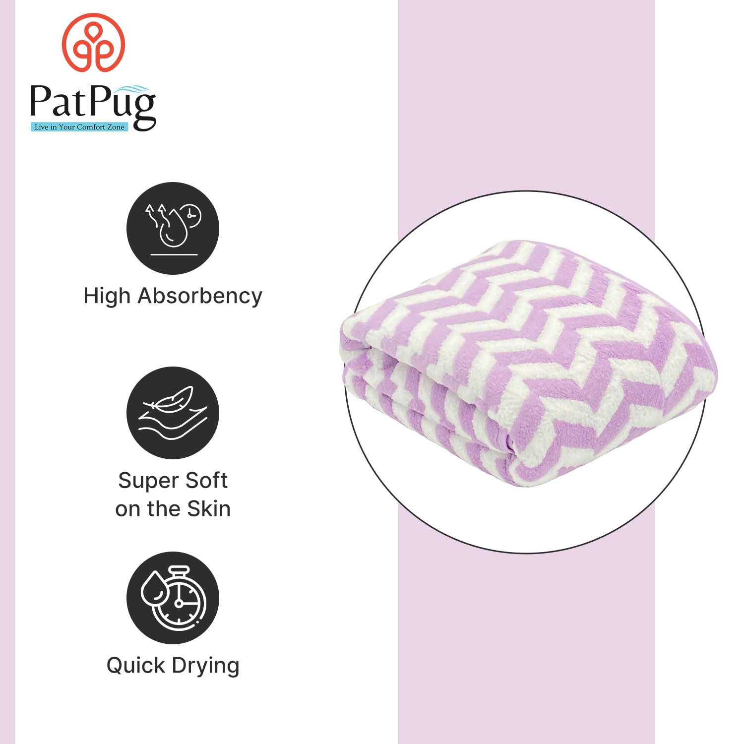 Patpug Coral Microfiber Ultrasoft Comfortable Highly Absorbent Quick Drying Large Bath Towel 350 Gsm (Purple)