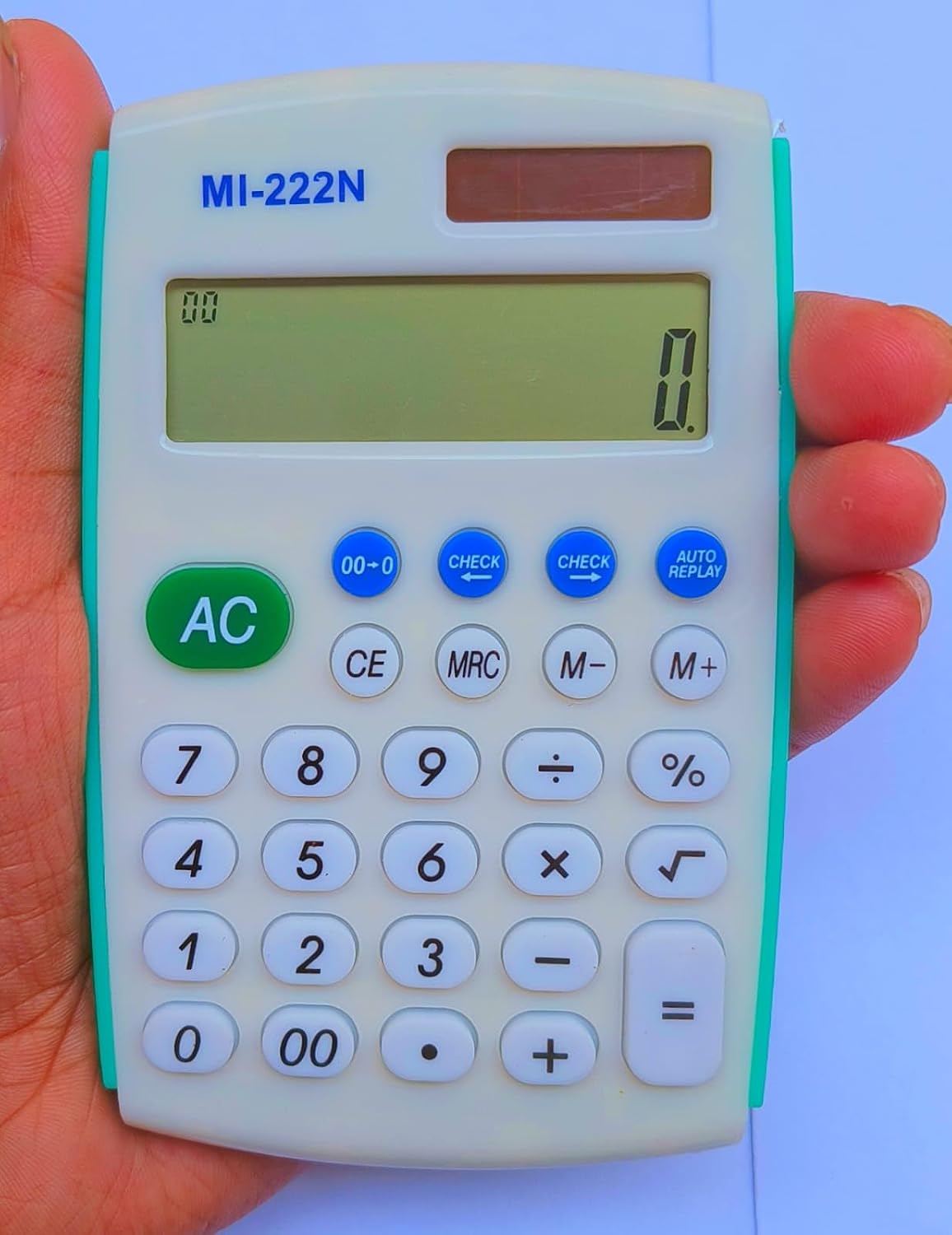 Upgrade Mi-222n Portable Calculator, 12 Digit (White) | 12-digit Display Large, Responsive Buttons | Pocket Size Calculator, Easily And Work