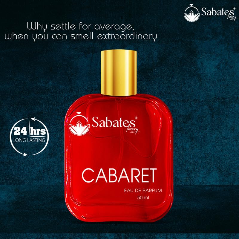 Sabates Cabaret Eau De Parfum 50ml 1.6 Fl.oz. | Long Lasting Fragrance For Men | 100% Liquid Perfume Without Gas