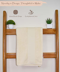 Rangoli Soft Absorbent Durable Towels Earthly Egyption Cotton Plush Oversized Large Size Bath Towel 1200 Gsm (Cream)- Pack Of 2