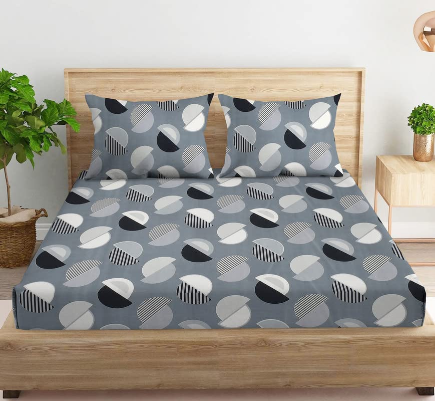 Kingston Collection 1 King Size Bedsheet With 2 Pillow Covers | 108 X 108 Inches, Grey & Black - Designed For A Comfortable & Luxurious | Soft Sheets, Breathable & Shrinkage