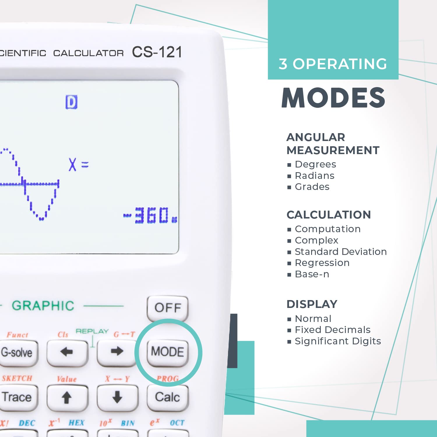 Catiga Programmable System /scientific Graphic Calculator Catiga CS121 - (White) | 280 Functions Fractions, Statistics, Complex Number Calculations, Linear Regression