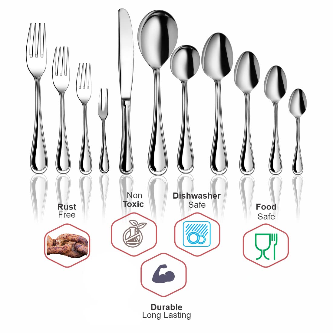 Stainless Steel Gourmet Tea Spoon Set Of 6 Pieces, Silver | Rust Free & Dishwasher Friendly