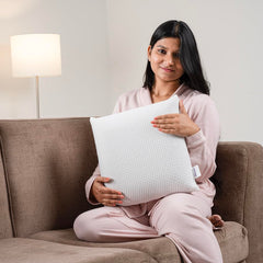 Memory Foam Cushion Pillow, Throw Pillow For Sofa, White - 14 X 14 Inches | Premium Fresh Hollow Fiber Filling | Furniture Cushion, Premium Comfort, Everyday Use, Bed Pillow - Set Of 4