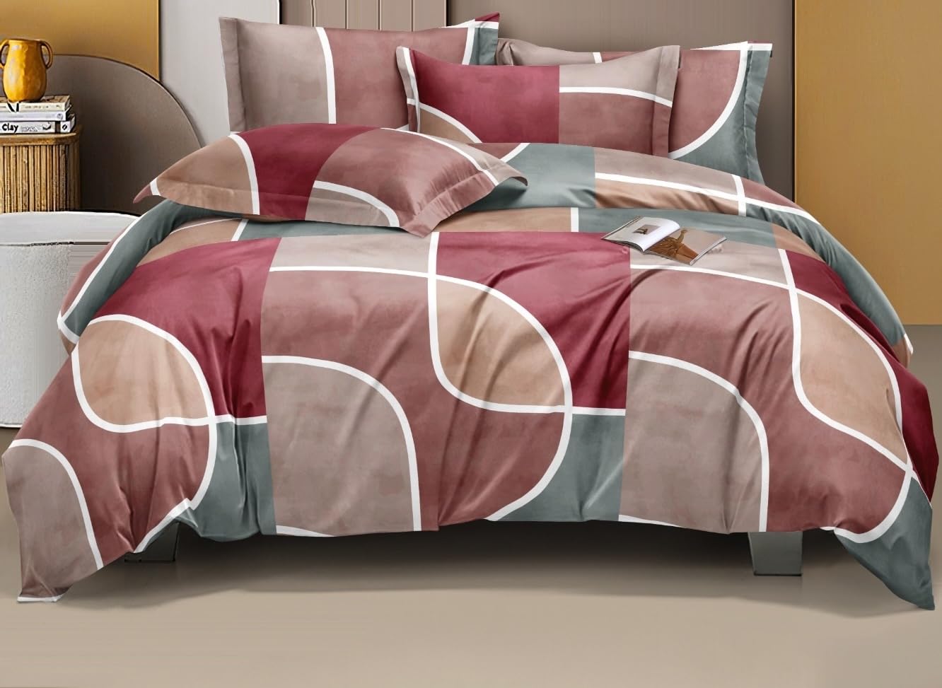 1 Single Glace Cotton Flat Bedsheet With 1 Pillow Cover & Single Comforter - 60 X 90 Inches, Multicolor | Soft & Durable For Everyday Use - All Season Comfort