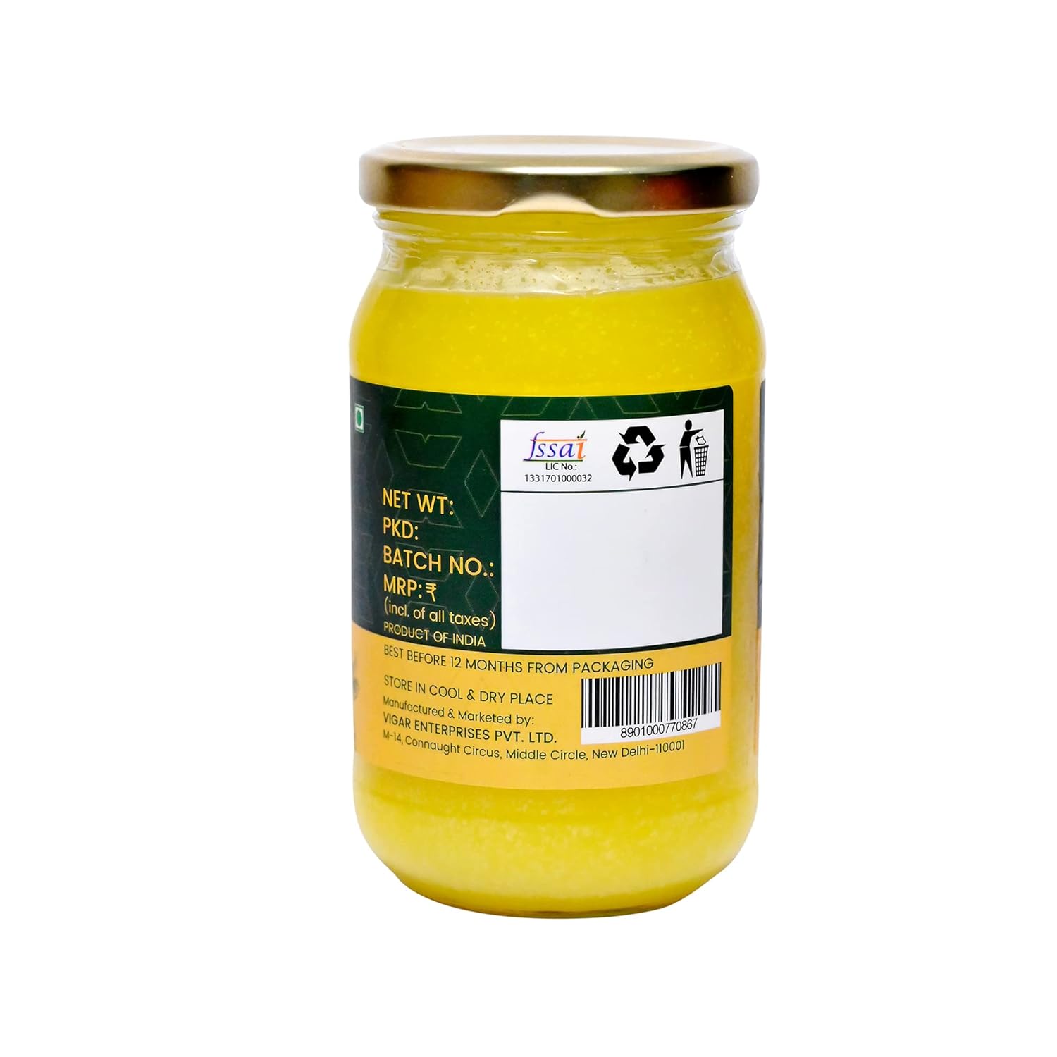 100% Natural A2 Gir Cow Ghee By Organic Soul | Naturally Rich Taste & Aroma Desi Pure Cow Ghee Perfect For Roti, Sabji | (350ml) 11.8 Ounce | Jar Pack