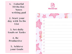 A5 Notes/To Do List Notepad, Beautiful Checklist Pad, Tear-Off Sheets (Seahorse) Pack Of 1